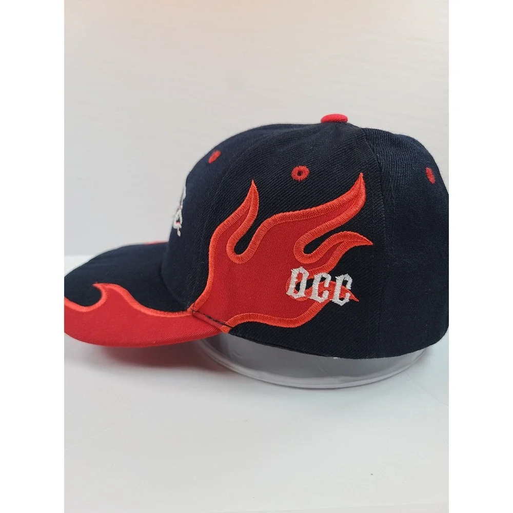 Orange County Choppers OCC Hat Men Black Red Flame Embroidered Baseball Cap OSFA